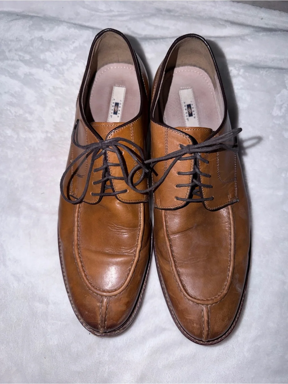 Joseph Abboud Tan Leather Lace-Up Dress Oxfords